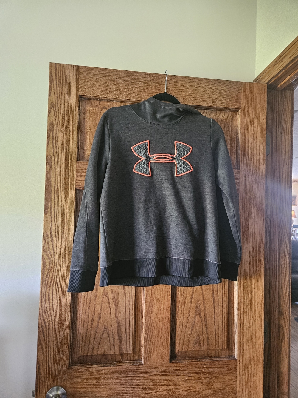 Under Armour Charcoal Hoodie with Orange-Outlined Logo